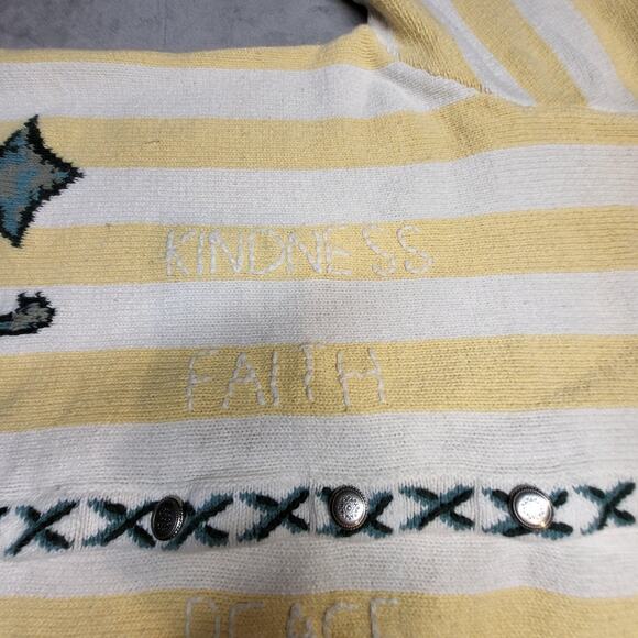 Vintage Quacker Factory Sweater Womens 1X Stripe Cardigan Embroidered 90s - Picture 4 of 9